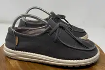 Hey Dude Wendy Chambray Off‎ Black Slip On Loafer Shoes Size 9 Womens