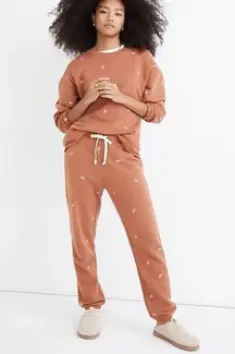 NWT Madewell Embroidered Tiny Bow Sweatpants | Rust Terra Cotta | Size Small