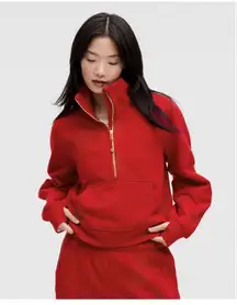 NWT Lululemon Lunar New Year Scuba Oversized Funnel-Neck Half Zip / Dark Red