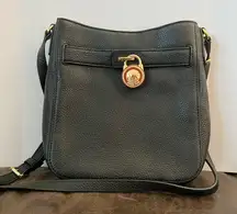 Michael Kors‎ Black Pebbled Leather Crossbody Bag - Gold-Tone Hardware