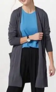 Universal Standard Long Line Knee Length Open Cardigan Sweater Size 2XS Gray