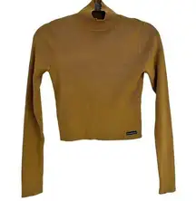 Calvin Klein Jeans Ribbed Turtleneck Cropped Top Pullover Mustard Women's Small