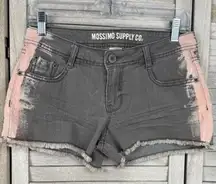 MOSSIMO SUPPLY CO. Gray/Pink Bleach Dye Stretchy Jean Shorts w Unfinished Hem-9