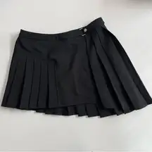 Tiger Mist Skirt Mini Pleated Asymmetrical Lined Dark Academia School Girl Black