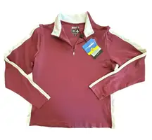 Adidas Womens Size Large ClimaWarm CoolMax 1/4 Zip Mock Top Purple Golf NWT