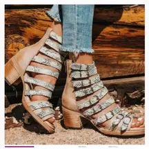 FreeBird Turquoise Casandra Sandal Bootie Size 7