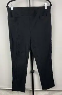 Chico’s Black Crocodile Texture Pull On‎ Skinny Cropped Ankle Pants Size 12P