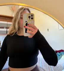 Forever 21 Long Sleeve Black Crop Top