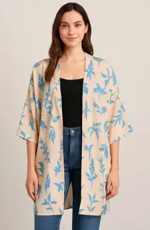 Lulus Flamingo Bird Tree 46” Long Cardigan Kimono