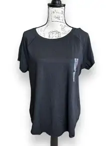 New All in Motion Women's Short Sleeve Back Seam High Low Black T-shirt XXL