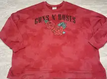 Guns N Roses Womens 3X  Red Tie Die Sweatshirt Rocker Heavy Metal Grunge Edgy