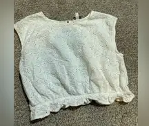 Express White Blouse with Elegant Eyelet Lace