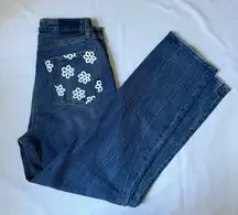 Abercrombie the 90s straight ultra high rise Jean with floral pockets size 29/8
