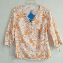 Columbia “Salacia Harbor” 3/4 sleeve tangerine shirt M