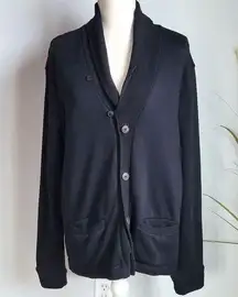 Ralph Lauren, Black Label Shawl Collar Button Front Knit Cardigan, Size Large