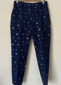 Sezane Gustav navy cropped pants with gold stars 4 NWT