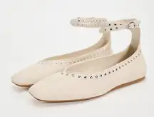 ZARA  STUDDED ANKLE STRAP BALLET FLATS