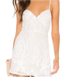 Revolve Superdown Tiff Micro Mini Dress Sparkly Sequins Size XS Nude Ivory