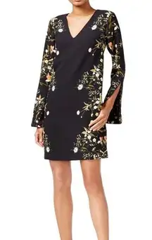 RACHEL Rachael Roy Floral Print Shift Long Sleeve Mid-Length Dress