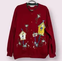 Blair Vintage  Red Birdhouse Sweater