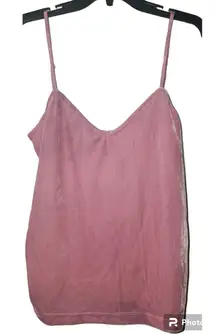 Pajamagram Velvet Cami Top‎ Sleeveless Casual Layering Pink Large