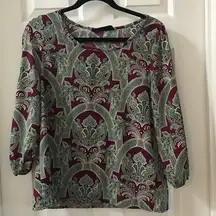 Peaches N Cream Purple/Green Boho Blouse S