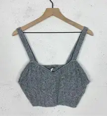 Free People Cable Knit Sun Keeper Heather Gray Crop Top