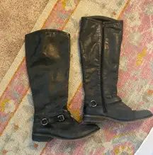 Charcoal Black Leather Boots