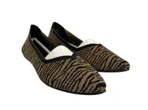 NWT‎ MIA Womens Black Tan Slip-On Animal Print Flats Size 7