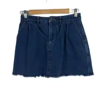 ZARA  Denim Mini Skirt Pleated Raw Hem Size XS