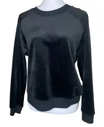 A New Day Black Velvet Sweatshirt Pullover Crewneck Luxe Velour Size Large
