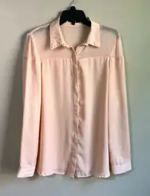 Very J medium light pink long sleeve sheer blouse
