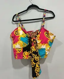 Jolie & Joy XL Plastic Chain Multicolored Sleeveless Crop Top