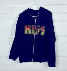 Kiss Black Band Zip Up Hoodie size XL