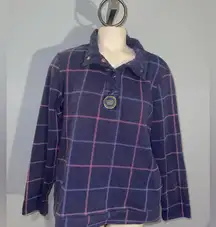 Joules Navy Pink Checkered thick shirt sweatshirt corduroy elbow patch pullover