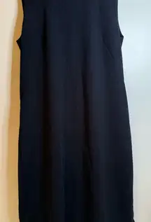 Leslie Fay Black Sheath Midi Dress Mock Neck Sleeveless