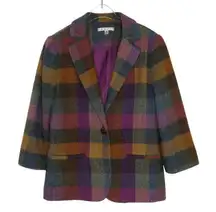 CAbi 927 Happy Blazer Peacoat Purple, Yellow, Blue Plaid Multicolor Jacket 6