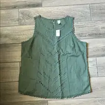 GAP Green Sleeveless Boxy Tank Top