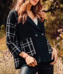 Stitch Fix Kut From The‎ Kloth Azalea Houndstooth Plaid Coat Black/White Medium