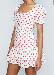 Red And White Polka Dot Ruffle Dress