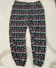 Christmas Fleece Lounge Pants Women's Large Green Candy Cane Pajama Sleepwear