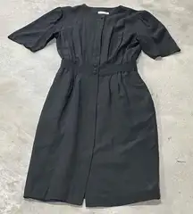 Vintage Jos A Banks Black Short sleeve knee length 100% silk dress size 4