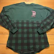 Disneyland spirit jersey green plaid Christmas holiday xs