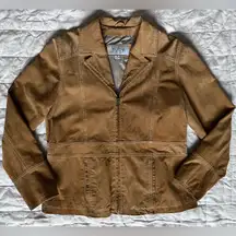 Wilsons Leather Womens Cognac Suede Collared Zip Up Jacket 90s y2k Western -XL