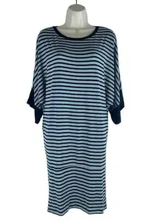 Comfy USA Batwing Striped Mini Jersey Dress Blue Black Super Soft Size S