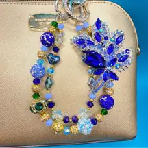 💙 Luxury Bag/Phone Chain Charm/Keychain Sparkly Floral Brooch & Crystal Beads