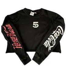 Coca Cola Black White Red 5 Cents Tee T-Shirt Sweatshirt Long Sleeve Crop Top M
