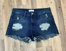 Just USA boutique denim raw hem distressed shorts sz small.