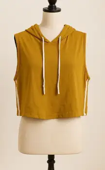 Roma Concept Cropped Sleeveless Hoodie | Size 3X | Mustard Yellow Athleisure Top