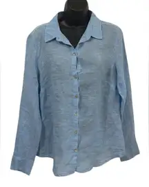Joie Women’s Linens Top Blue Button Down Long Sleeve Size M